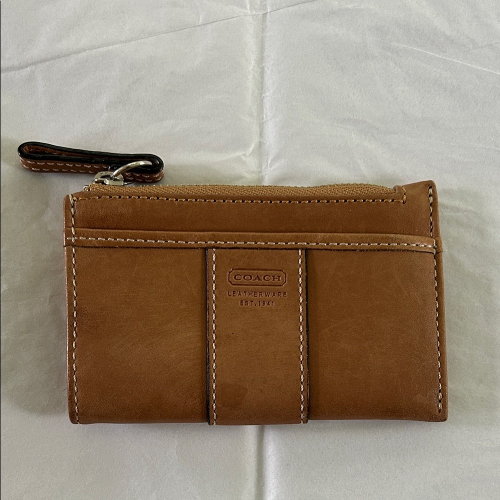 Coach Tan Leather Key & Card Holder